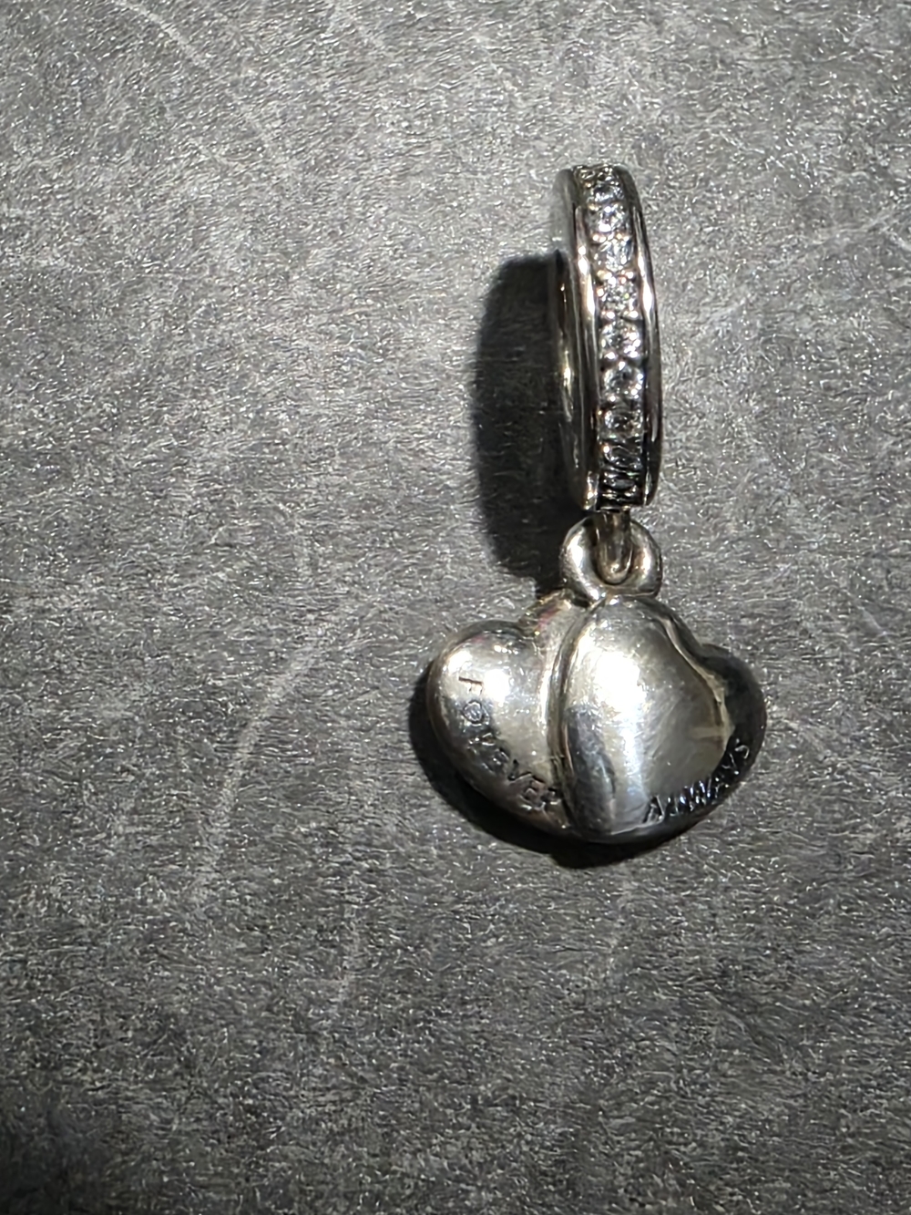 RETIRED** Pandora Two-Tone Heart Dangle Charm - Gold & Silver - Picture 3 of 4